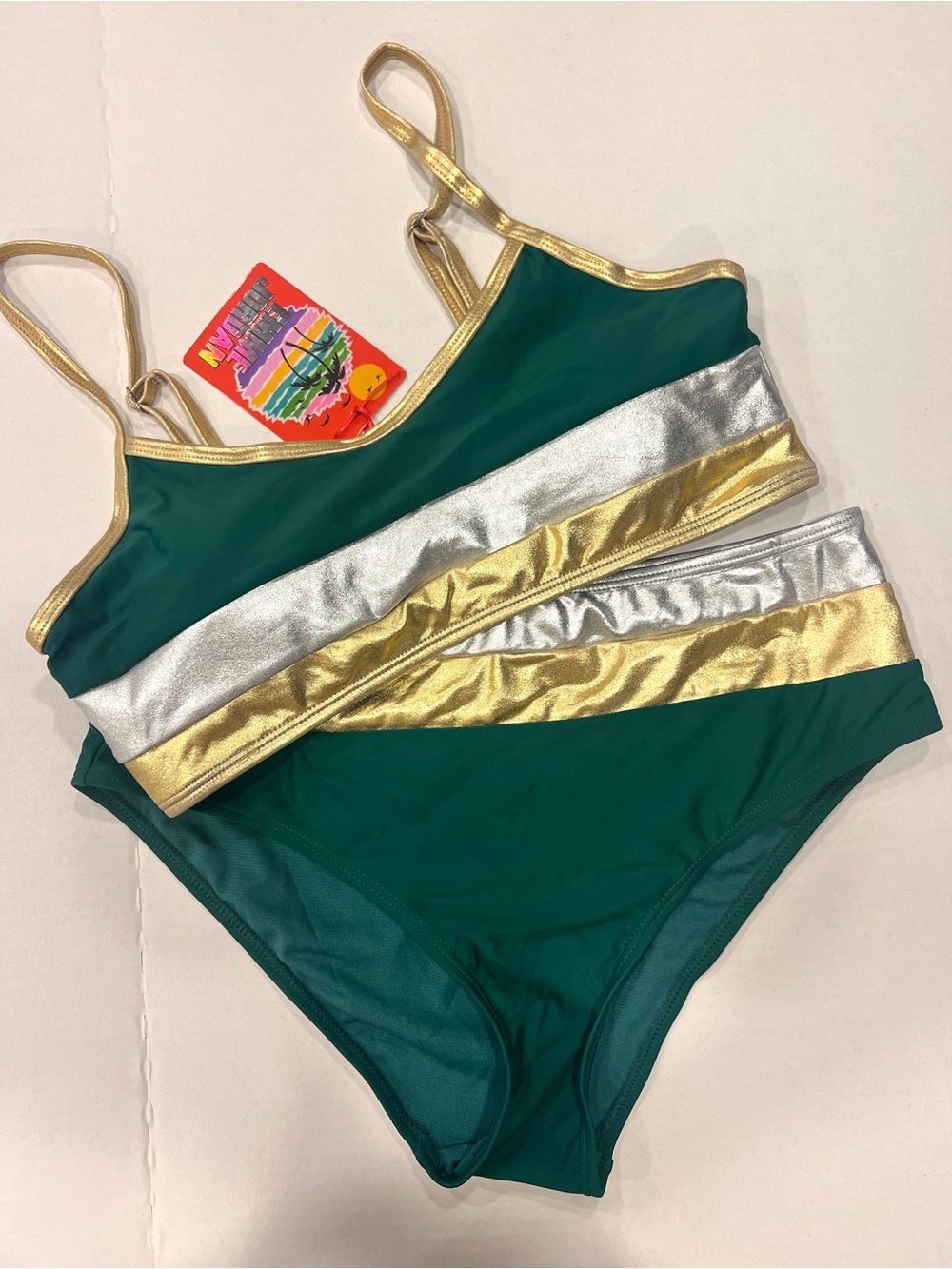 Emme Jordan Swim Metallic Bikini Green